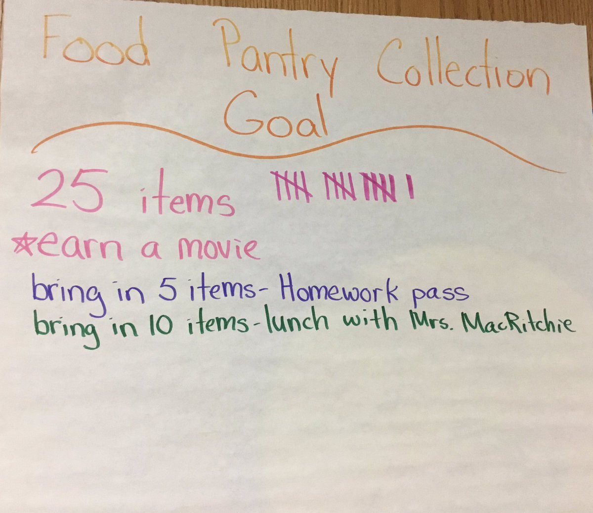 Help us reach our goal of bringing in items for the food pantry!