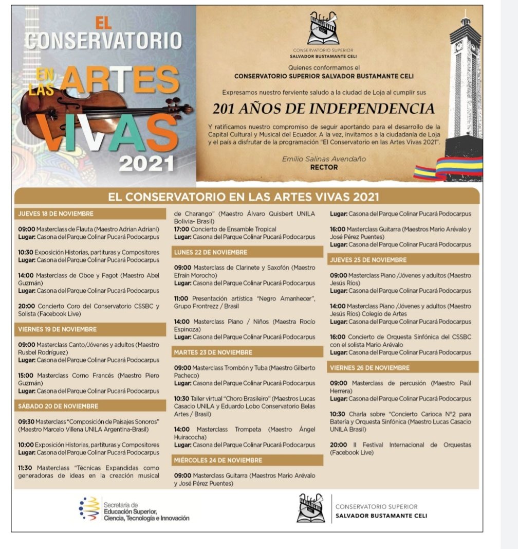 SuperiorCeli's tweet photo. 201 Años de Independencia de Loja, nuestra Loja Musical! @EduSuperiorEc https://t.co/x9dpmCRqQK