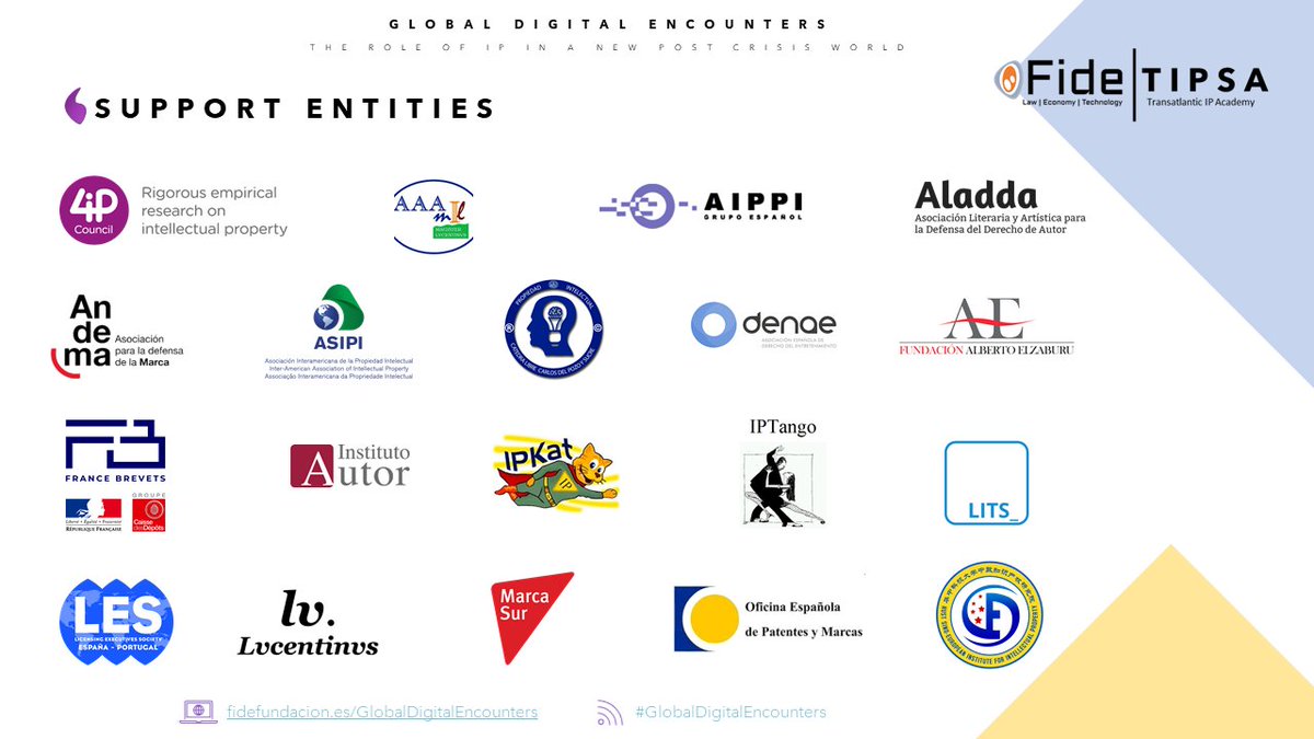 fide_fundacion's tweet photo. With the support of:
@4ipcouncil
#AAAML
@aippigesp
#Aladda
@andema_es
@CatedraPI_UCV
@asociaciondenae
@FranceBrevets
@FundAELZABURU
@InstitutoAutor
@Ipkat
@IPTangoBlog
@LES_EsPt
#LITS
@Lucentinus
@Marcasur
@OEPM_es
#SEIPPI
@HuazhongUST https://t.co/nVXZMudXDM