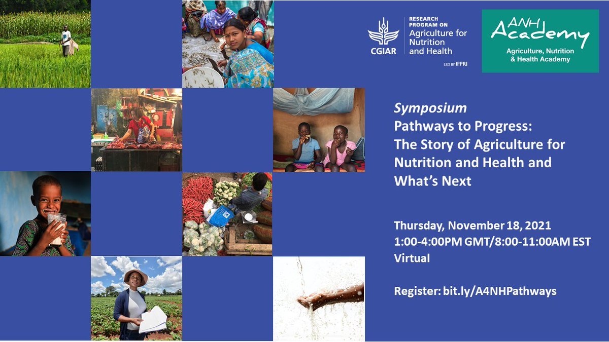 Agriculture, Nutrition & Health Academy (@anh_academy) on Twitter photo Starting now:
📌 “Pathways to Progress” -- A reflection on 10 years of #agriculture, #nutrition, & #health research.
👉 Join here: bit.ly/A4NHPathways
<a href="/A4NH_CGIAR/">A4NH_CGIAR</a> #A4NHResearch #FoodSystems Starting now:
📌 “Pathways to Progress” -- A reflection on 10 years of #agriculture, #nutrition, & #health research.
👉 Join here: bit.ly/A4NHPathways
<a href="/A4NH_CGIAR/">A4NH_CGIAR</a> #A4NHResearch #FoodSystems