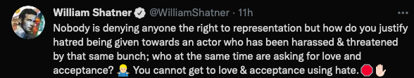 aborddelimpala's tweet photo. I'm not especially fan of Shatner but I admit he is on point.
#GoCaptain #TellThem https://t.co/KkydwdQUQm