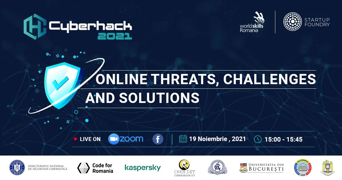⚔️💻 Cum ne protejăm în mediul online? Răspunsul la această întrebare ni-l va oferi Aurelian Mihai, Information Security Analyst la DIGI | RCS &amp; RDS, în cadrul workshop-ului Online Threats, Challenges, and Solutions.

👉 Link de participare aici: bit.ly/3wWKnyB