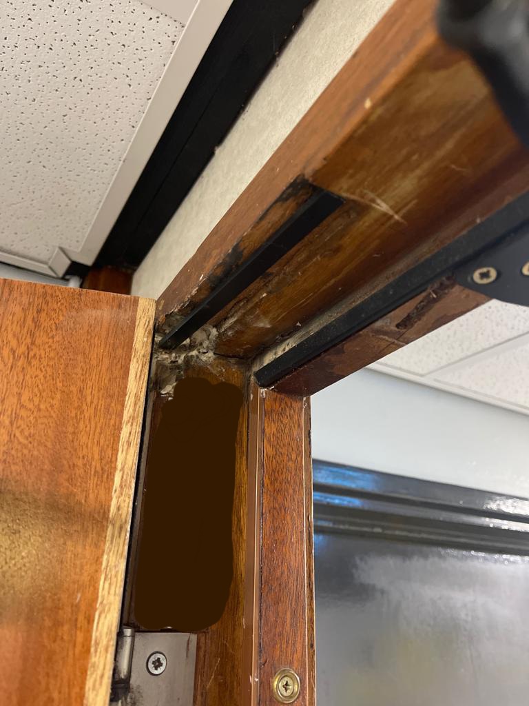 Fire doors with damaged frames and screws missing from hinges.😱

Do you need your fire doors inspecting?

We can help 🙂 

#firedoorinspection #slowthespread #ezrasafetygroup #wecanhelp
