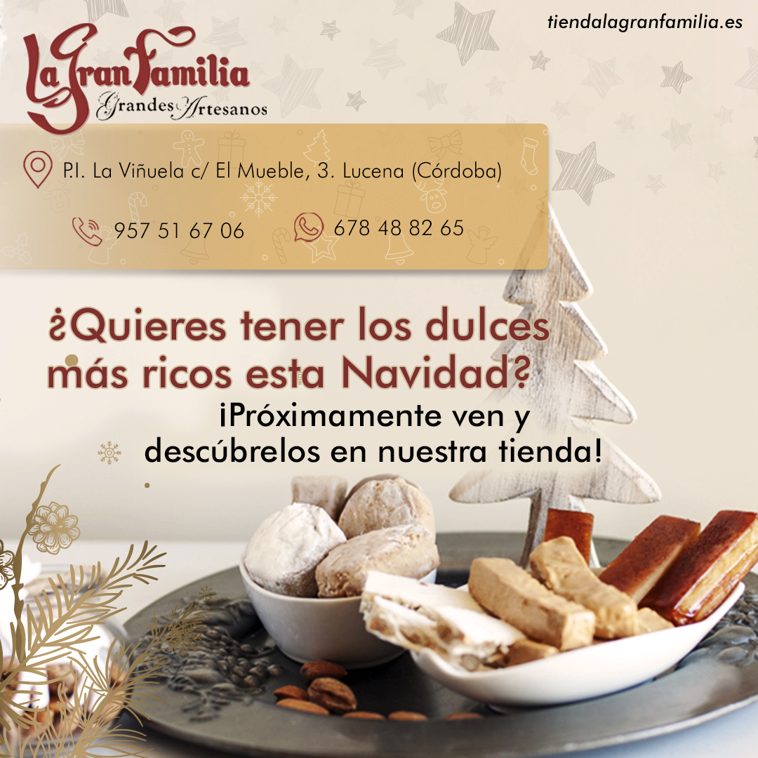 TurronesLGF's tweet image. Próximamente estarán disponibles los protagonistas de la #Navidad en nuestra tienda para particulares 🎄 #Polvorones, #peladillas, #turrones y mucho más te esperan en #LaGranFamilia ❤