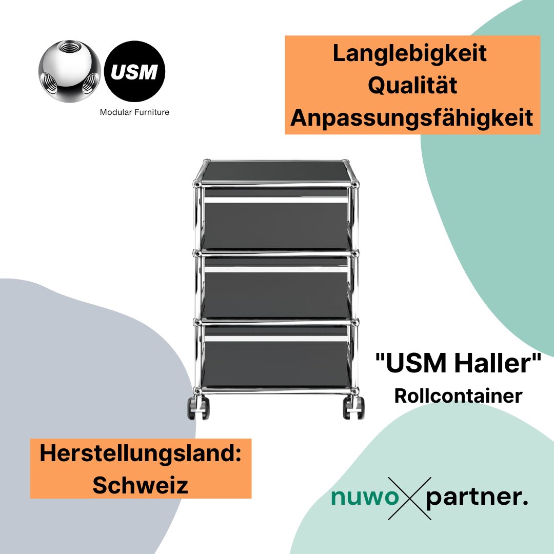 Unser #nuwoxpartner USM ist ein Schweizer Traditionsunternehmen. Die Produkte zeichnen sich vor allem durch 3 Merkmale aus: Höchste #Qualität, #Langlebigkeit &amp; #Anpassungsfähigkeit. 
USM‘s Philosophie? “Je länger ein Produkt nutzbar ist, desto weniger belastet es die Umwelt.” 🙌🏼