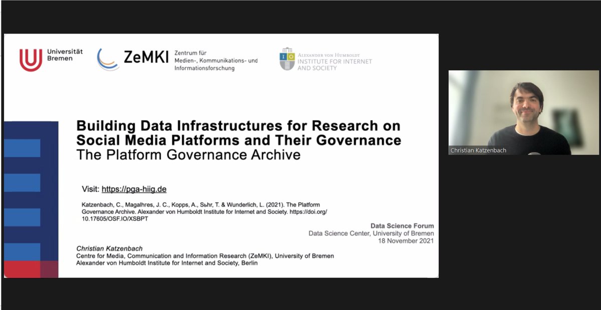 DSC_unibremen's tweet photo. Vielen Dank @ckatzenbach für den erkenntnisreichen Beitrag im #DataScienceForum.
#SocialMedia Daten bergen so viel Potenzial für spannende interdisziplinäre Forschungsprojekte!
#DataScience #digitalsociety #KI https://t.co/jywva7oB3c