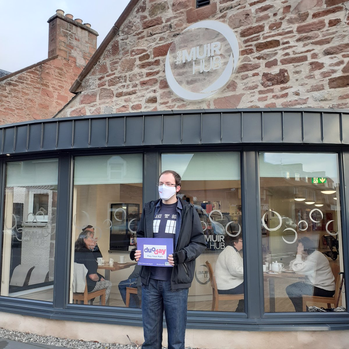 l_enable's tweet image. Taking part in  #DuoDay2021. Thanks to Jack for allowing me to come along and take a picture and of course to Helena at @HubMuir #AllinHighlands #ENABLEWorks #inclusive