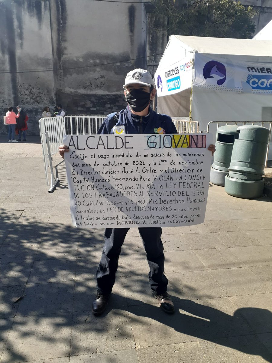 rossaguilar2002's tweet photo. @Claudiashein Prianista Giovani Gutiérrez, Alcalde ilegítimo de Coyoacán,  se niega a pagar su salario ya trabajado al Líder Coordinador Carlos Barrera, por ser morenista.
Apoyo total a Carlos Barrera contra la corrupción en Coyoacán! https://t.co/daG3xw6agW