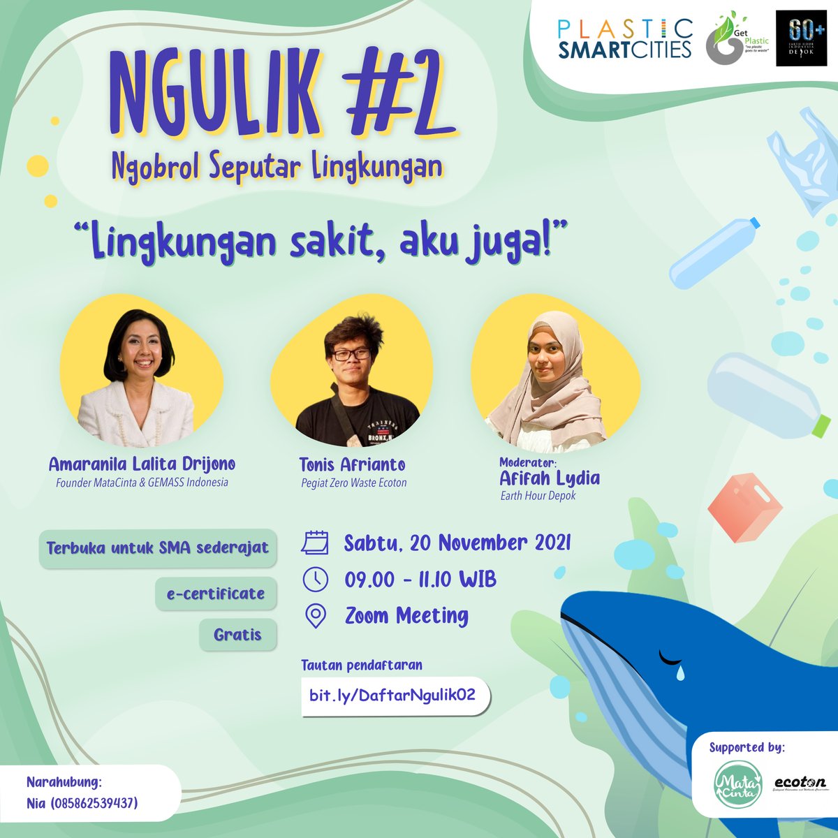 EHindonesia's tweet photo. Hai, Sobat! @EHdepok akan kembali mengadakan Ngobrol Seputar Lingkungan (NGULIK) yang kedua dengan tema "Lingkungan Sakit, Aku Juga!" dengan pembicara-pembicara keren dari MataCinta &amp; Ecoton! Yuk daftar di https://t.co/dyf069BHo2

Sampai ketemu hari Sabtu! https://t.co/RJE70AUmqB