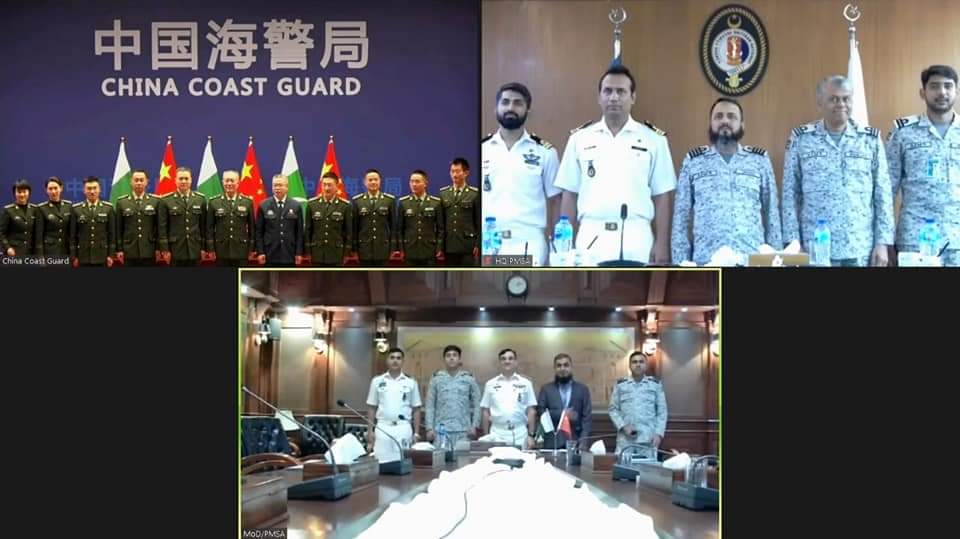 shahsabg's tweet photo. #China #CCG @MaritimeGovPK #PMSA 1st high-level meeting,video link,🇵🇰🇨🇳vowing further cooperation 4 maritime law enforcement.#vowed #celebrating #70th anniversary diplo🇵🇰🇨🇳,work together 2 promote #maritime law enforcement cooperation,building #maritime community #shared #future. https://t.co/SqNy6S3oKP
