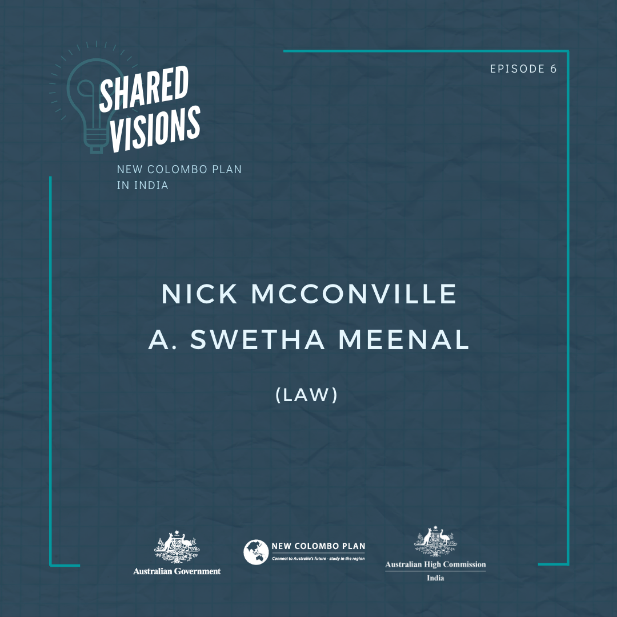 AusHCIndia's tweet photo. This ‘Shared Visions’ episode 🎙️ brings @NewColomboPlan alumni Nick McConville and Swetha Meenal to discuss the ways to deepen the collaboration between young people in India and Australia. ⬇️ https://t.co/TANuuIKlpu @dfat #SharedVisions https://t.co/EcwMRy4tAL