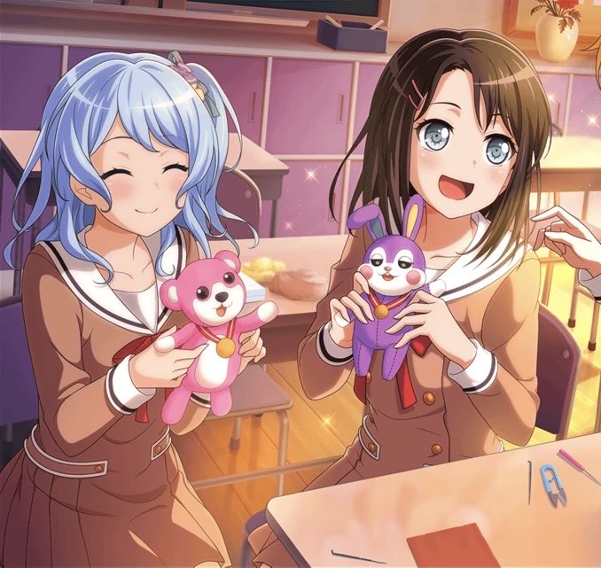 💖💙✨ Today’s first Pink/Blue pair of the day is Misaki Okusawa, or Michelle, and Kanon Matsubara from BanG Dream! Girls Band Party!
