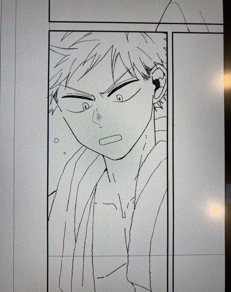 お風呂上がりの💥ちゃのヘタった髪、可愛くかけたのにほとんどコマの外に消えて行ってしまった… 