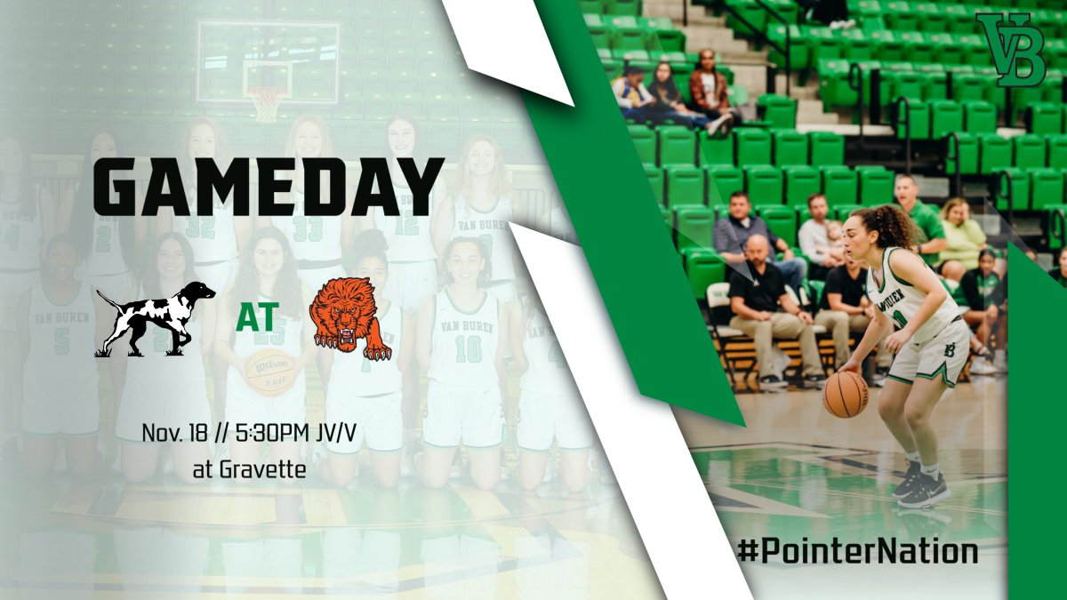 VBSDActivities's tweet photo. GAMEDAY!
The 1-0 @vbladypointers travel to Gravette this evening for a non-conference showdown!
JV - 5:30 followed by Varsity! https://t.co/zlyfRqYJ56