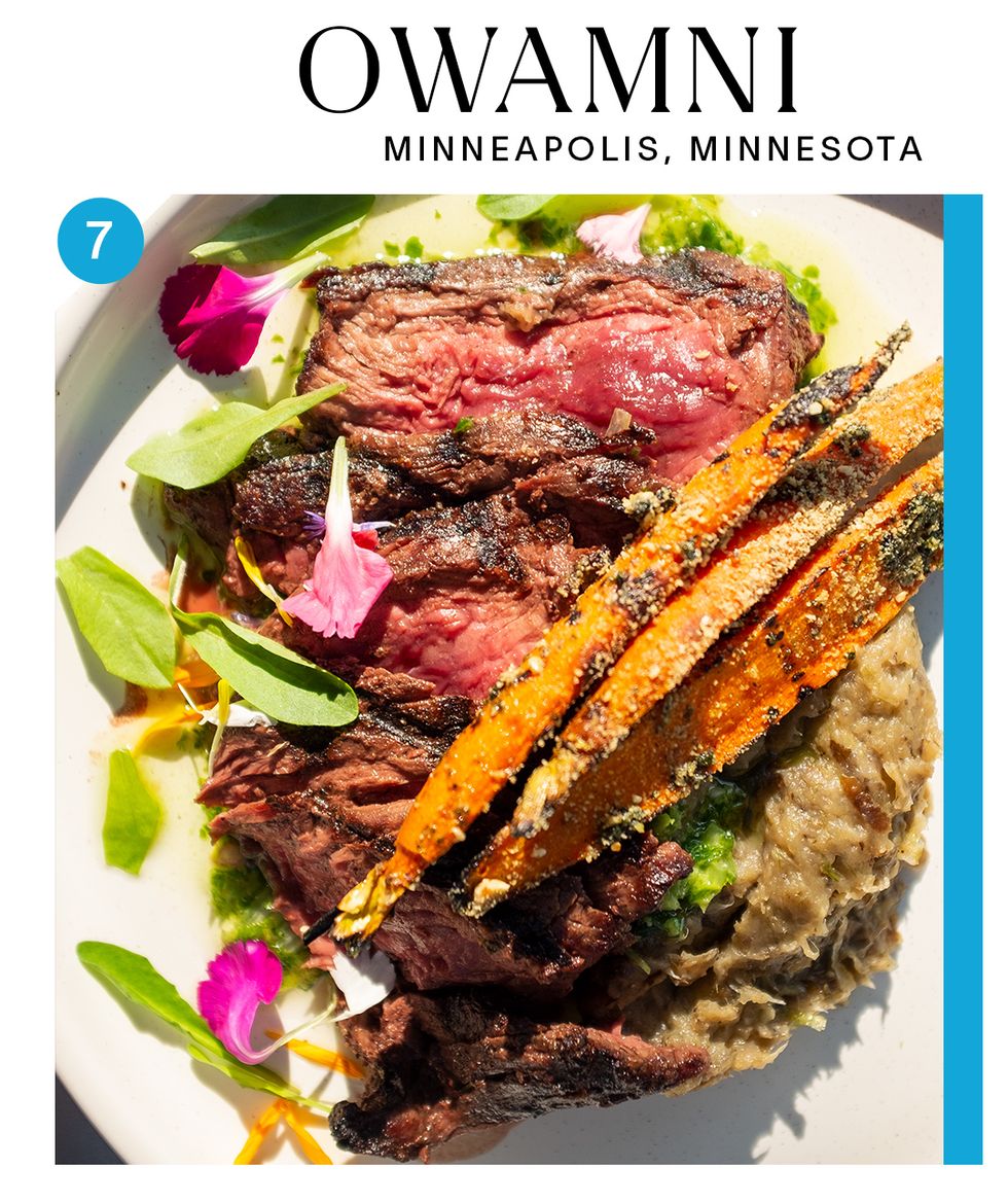 A conifer-preserved rabbit dotted with fresh berries. The wild-rice tart, made with no colonized ingredients (like refined sugar), is electrifying. To eat at <a href="/Chef_Sean/">Sean Sherman</a>’s Minneapolis restaurant <a href="/owamni/">Owamni</a> is to experience both the past and the future. esqr.co/QezuKE1