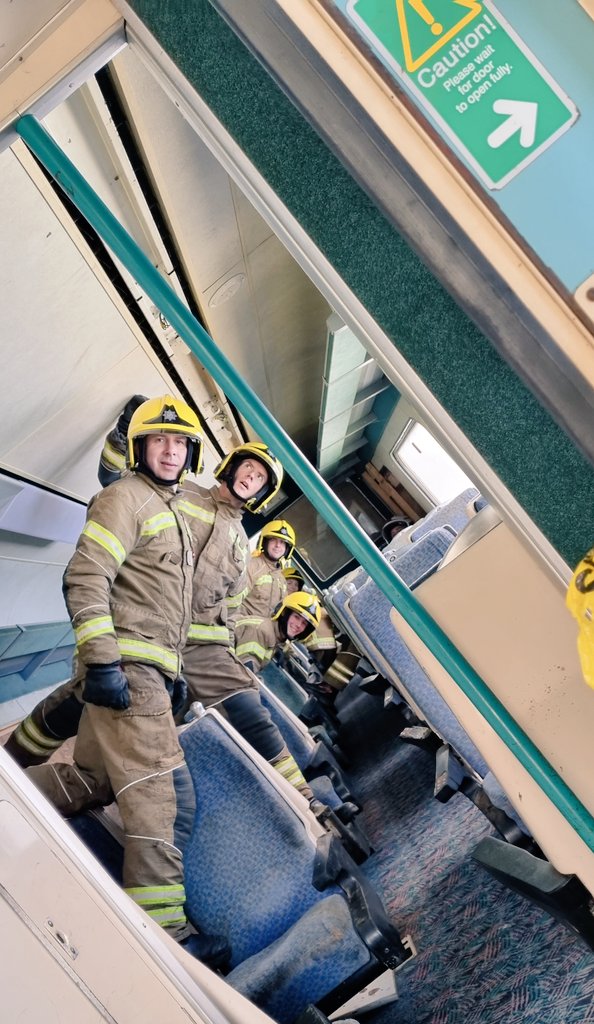 Casualty handling with a difference with our phase one recruits. Moving a casualty on a board through a crashed railway carriage at 45 degrees. @LincsFireRescue @Caistor_Fire @DeepingFire @sleafordfire @NHykehamFire @stamfordfireuk