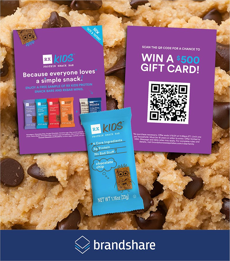 BrandShareUS's tweet photo. #tbt to this RxBar Kids Bundle sampling campaign! The protein bar brand partnered with Brandshare to distribute samples of their kid’s protein bars via our Moms with Kids network. RxBar Kids also used digital connectivity to reengage consumers and add the protein bar to cart. https://t.co/KN9AN3ClBR