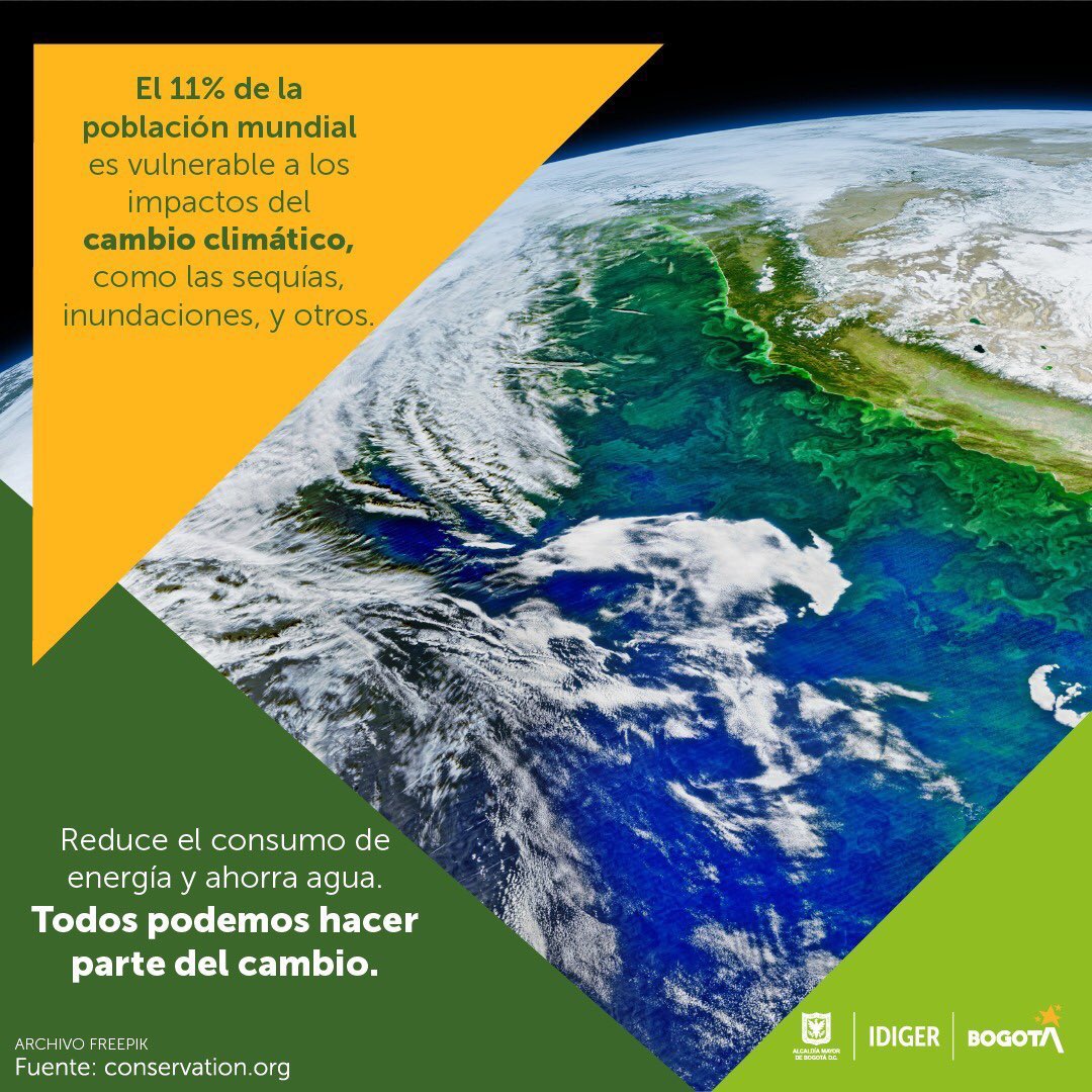 IDIGER's tweet image. El Cambio Climático 🌏 está generando distintos efectos en el planeta, muchos de ellos afectan y amenazan directamente a la humanidad como especie. 

Tú, ¿Qué estás haciendo para mitigar los efectos del cambio climático?