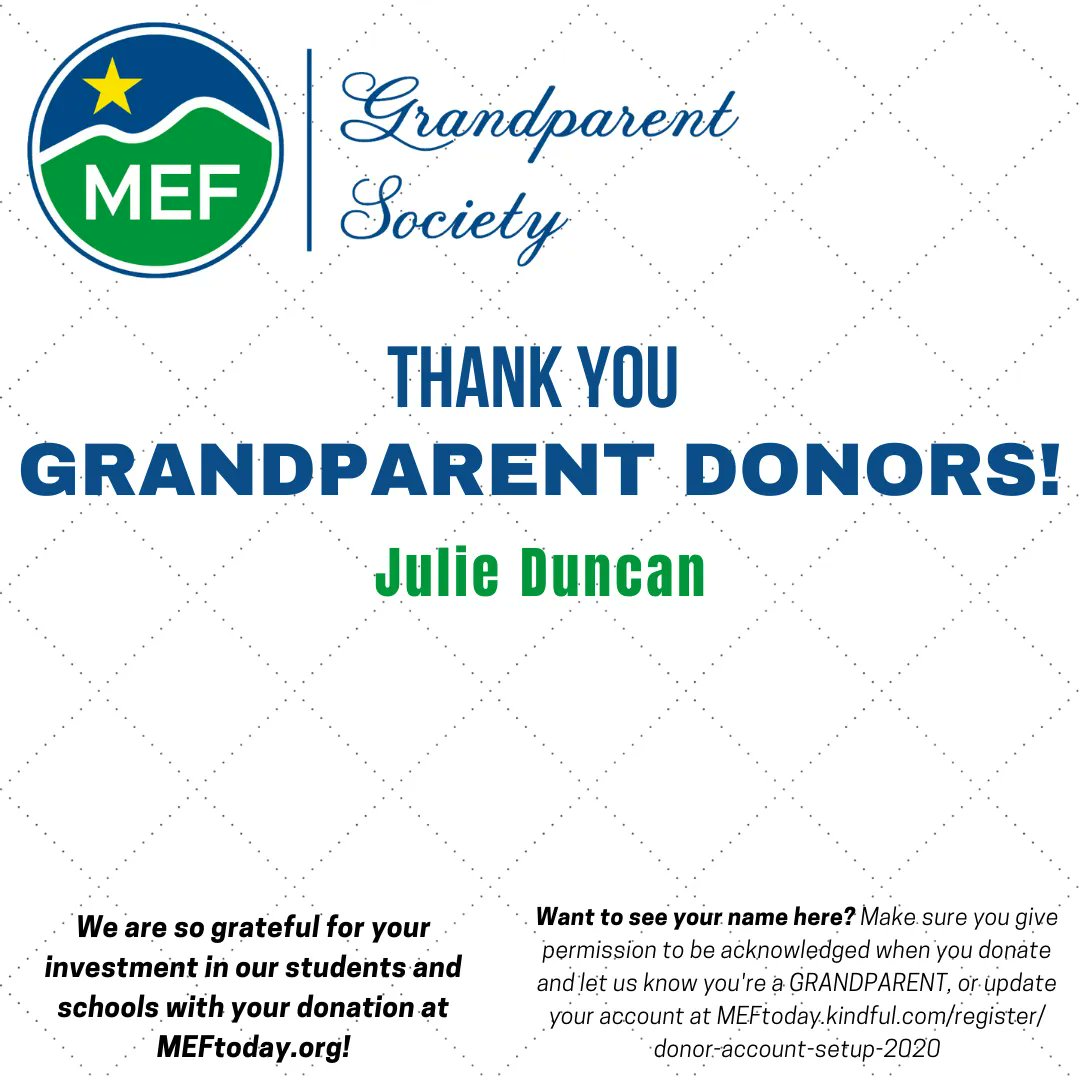 MtnEdFoundation's tweet photo. THANK YOU to these GRANDPARENT donors for investing in our children with your donation at https://t.co/hAQ9Jdk7wG! #SignalSOARS with your support!
We only share names with permission... and we so appreciate ALL our donors, named or not!
#MEFtribe #SignalTHANKS https://t.co/xHpKgrIzTW