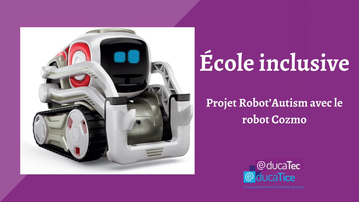 dane_nancy_metz's tweet photo. Défi 2️⃣ #EducatecTice : Temps fort jeudi 25 novembre à 🕓 sur le stand E49 de la @RA_GrandEst #PLANETE_FEDER ⤵️
Zoom sur le projet #RobAutism qui étudie l'impact du #robot #Cozmo sur la communication des élèves avec #TSA.
#TND
#autisme
#ÉcoleInclusive

👉 https://t.co/LBQSlhz8yy https://t.co/Mhd2Z4p3Y1
