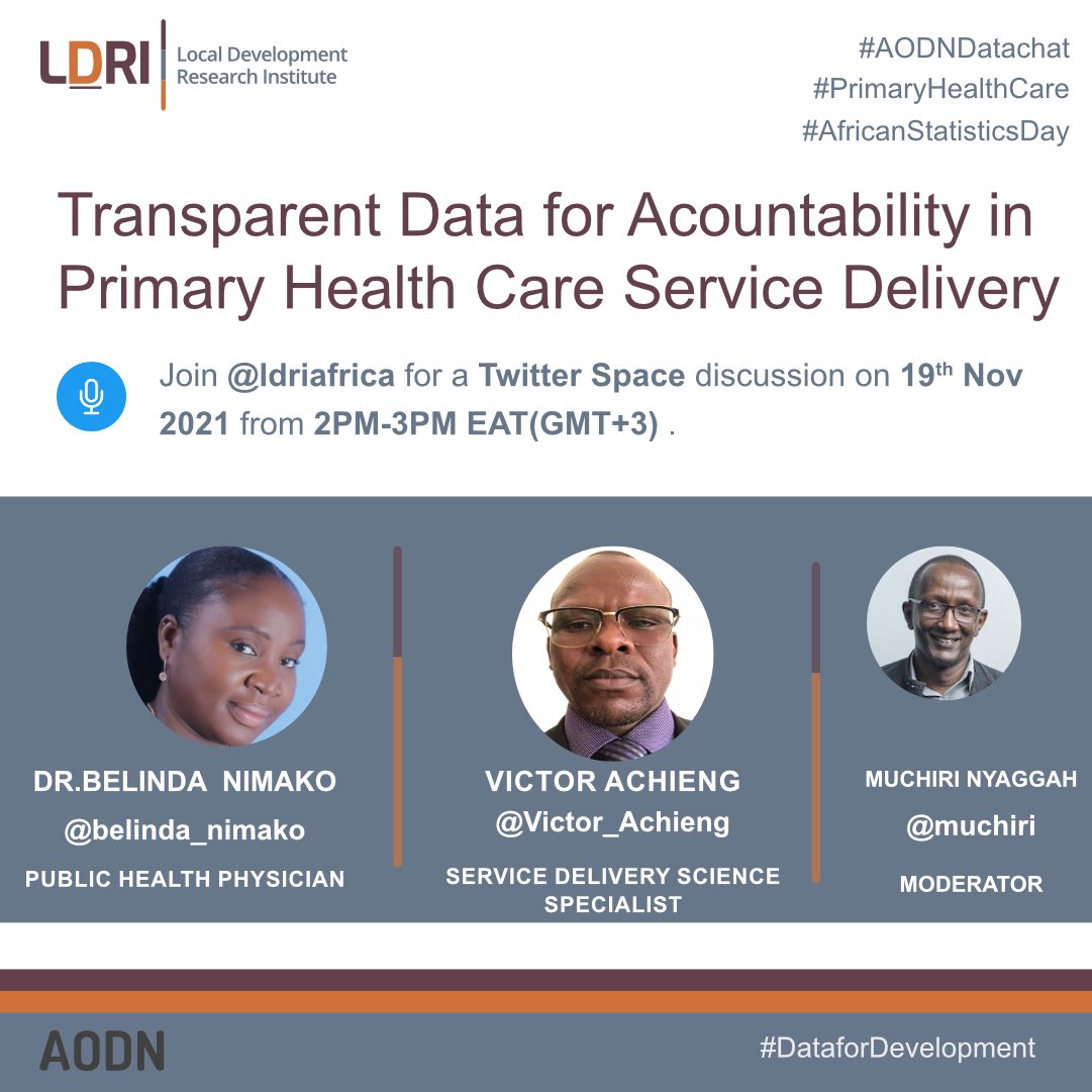 ldriafrica's tweet photo. 1⃣/3️⃣
📢Event Alert!
We will be hosting a Twitter space tomorrow to mark the #Africanstatistics day and how strong statistical capacity contribute to better and more targeted service delivery.
#AfricanStatisticsDay #AODNDatachat https://t.co/DnoA5tVP90