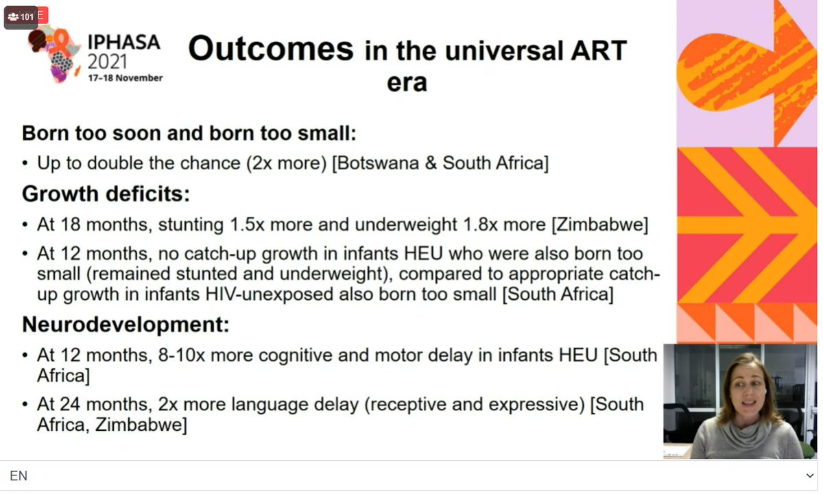 teampata's tweet photo. "There is a lot of work to be done around supporting children who are #HIV exposed but uninfected. One of the key components for optimal child development is facilitated by a well-supported and healthy mother " Amy Slogrove #IPHASA2021 @iasociety https://t.co/w29kn3WEp0