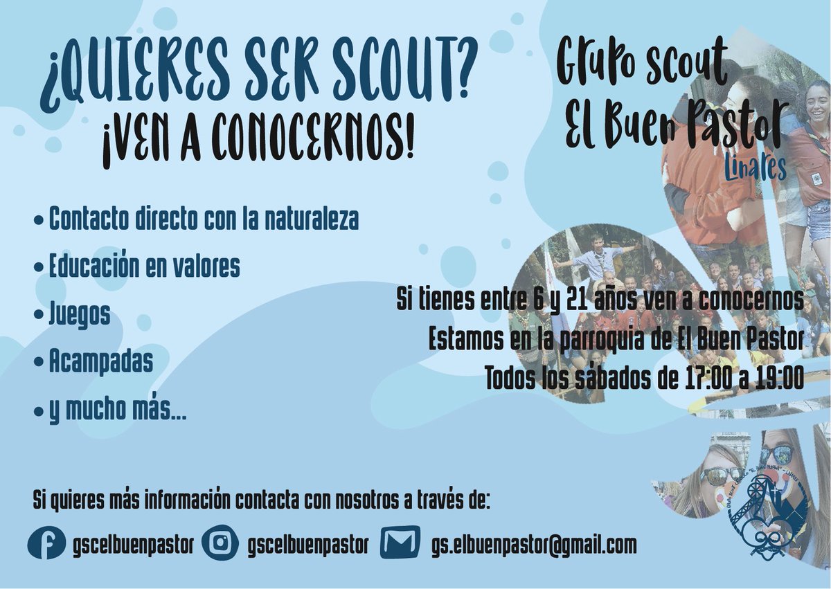 El Grupo Scout El Buen Pastor vuelve.. ¡¡¡Y con más fuerza que nunca!!! 💪🏼🎉 
Por ello, no debes perderte esta experiencia. ¡¡Contamos contigo!! ¿¿Te lo vas a perder?? 😏🤗 

#EstamosDeVuelta #VenYConocenos #GSCElBuenPastor #EBP #Linares #Jaén ⚜️