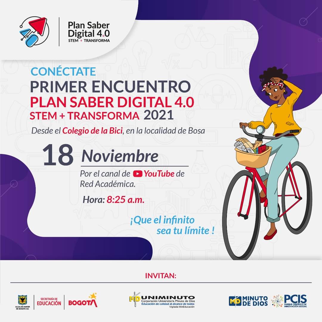 ColegiodelaBici's tweet photo. [Hoy] Desde el @ColegiodelaBici en el cierre del Plan #SaberDigital 4.0 #STEMTransforma un encuentro para reconocer los aprendizajes e innovación en educación de la ciudad 
#BogotaTerritorioSTEM
@Educacionbogota @EdnaBonillaSeba @UliaYemail @CarlitosReveron
@PCIS_UNIMINUTO https://t.co/lAHpg5BPFr