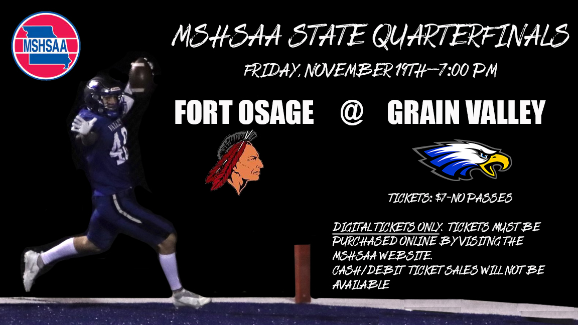 Don't forget you must have a digital ticket to attend Friday's game.  Tickets are available on the MSHSAA web page. mshsaa.org/CMSPages/Ticke…