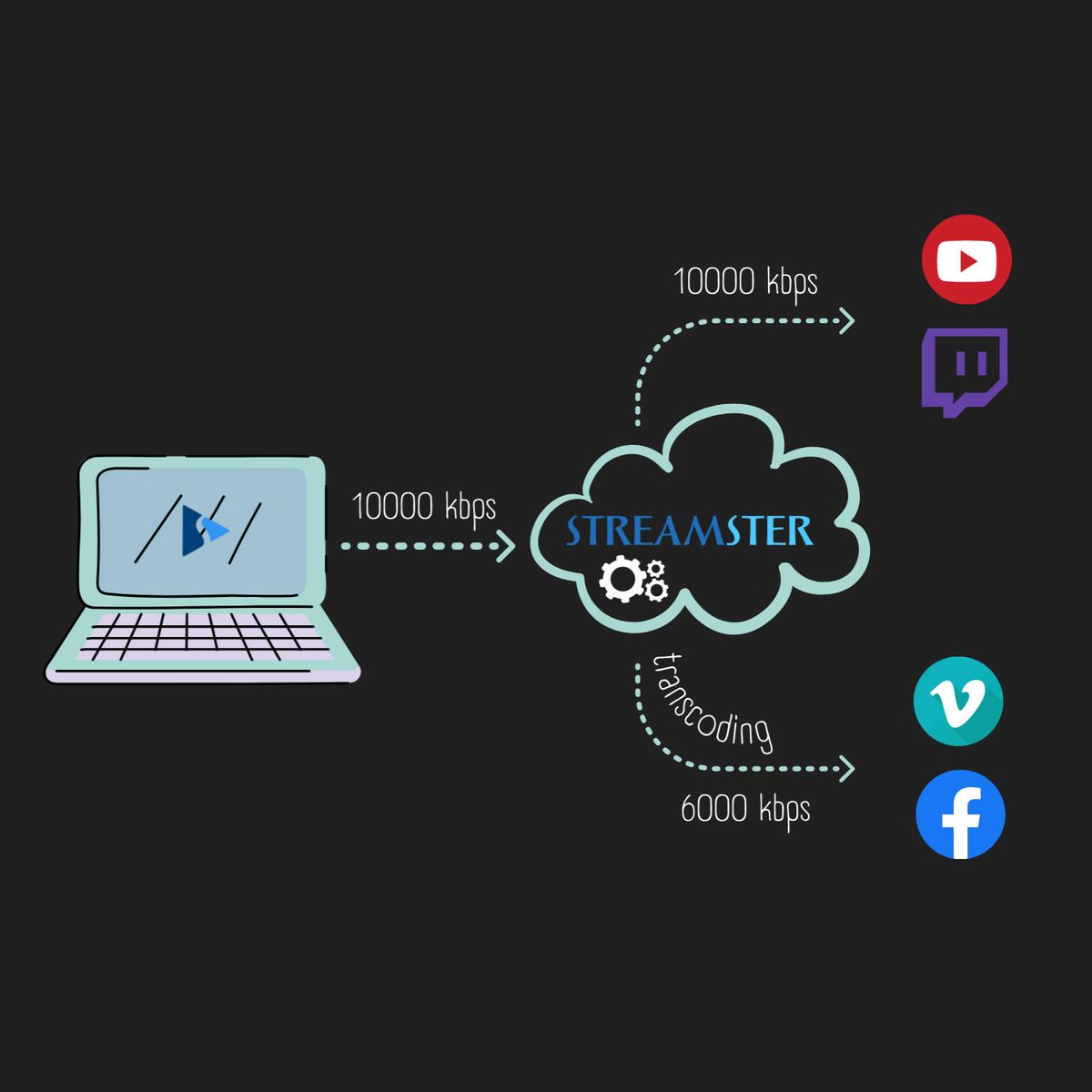 streamster's tweet photo. Streaming platforms may have different requirements for live streams, and #Streamster transcoding feature helps our users to meet all of them 👆 Users with Lite+ and Pro+ pricing plans are able to stream with 2 preference sets, including different Resolution, FPS, and Bitrate https://t.co/8xRFvhcMAy