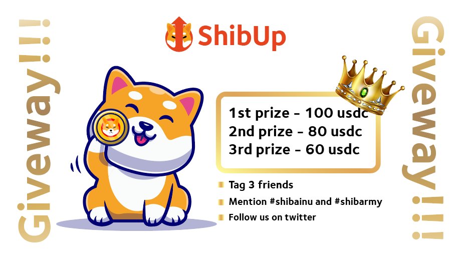 ShibUpToken's tweet photo. 🔥🔥🔥  #Giveaway  🔥🔥🔥

- Follow @ShibUpToken 
- Tag 3 friends
- Mention #shibainu &amp; #ShibaArmy 
- Retweet
- Ends at 14:00 November 19th https://t.co/xo8hoMD7M5