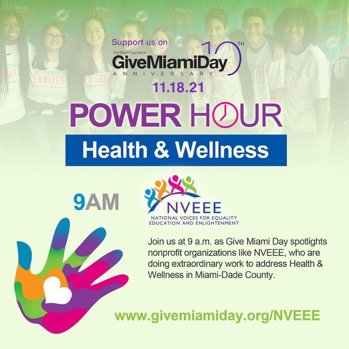NationalVoices's tweet photo. Our first #PowerHour for #GiveMiamiDay is coming up at 9am. If any of our early rise "supporters and donors" are up, please consider making a #donation at 9am for the #HealthandWellness Power Hour.
#GiveMiamiDay2021 #mentalhealth #selfcare #therapy #Miami #NVEEE #linkinbio https://t.co/lE88xDKi5F