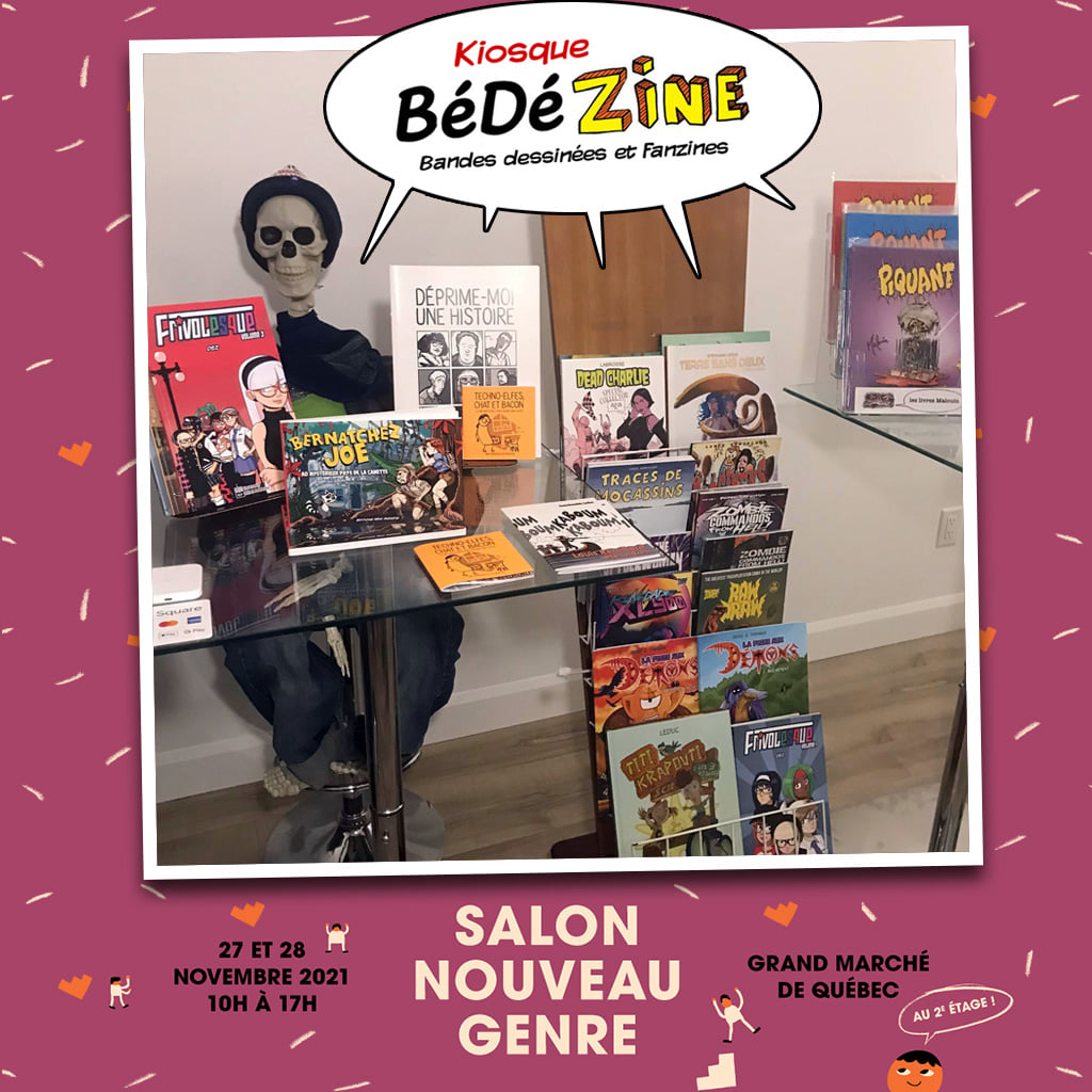 R3M1QC's tweet photo. Voici un aperçu du kiosque BéDéZine qu'on pourra retrouver au Salon Nouveau Genre dans le Grand Marché de Québec, le 27 et 28 novembre prochain. Vous pourrez retrouver sur place plus de 30 bandes dessinées et fanzines en tout genre, autant jeunesse que adulte! À ne pas manquer! https://t.co/77zY6SU9yT