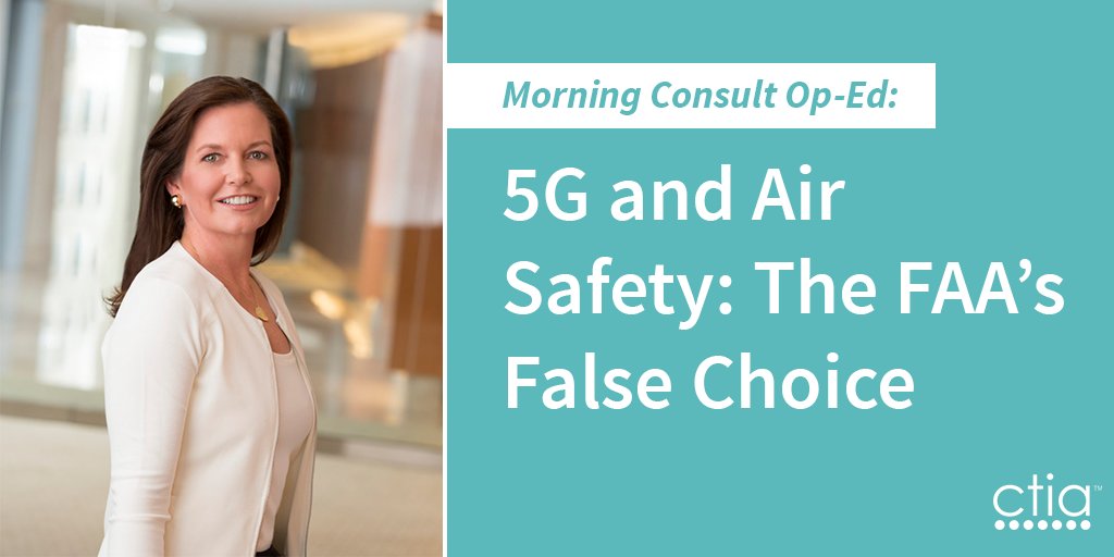 CTIA's tweet image. “Starting in January we will have world-leading wireless and safe flights. Let’s get to work.” – Meredith Attwell Baker, President and CEO, on #5G and air safety. Read more from her op-ed in @MorningConsult: ctia.it/3wYyaJC