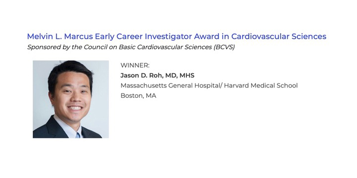 rosenzweig_a's tweet photo. So proud of Jason Roh, winner of the 2021 AHA Melvin Marcus Award for his work on the paradoxical role of senescence pathways in peripartum cardiomyopathy and pre-eclampsia @MGHHeartHealth @mghcvrc @MGHCVFellows https://t.co/uYye5nF5GP