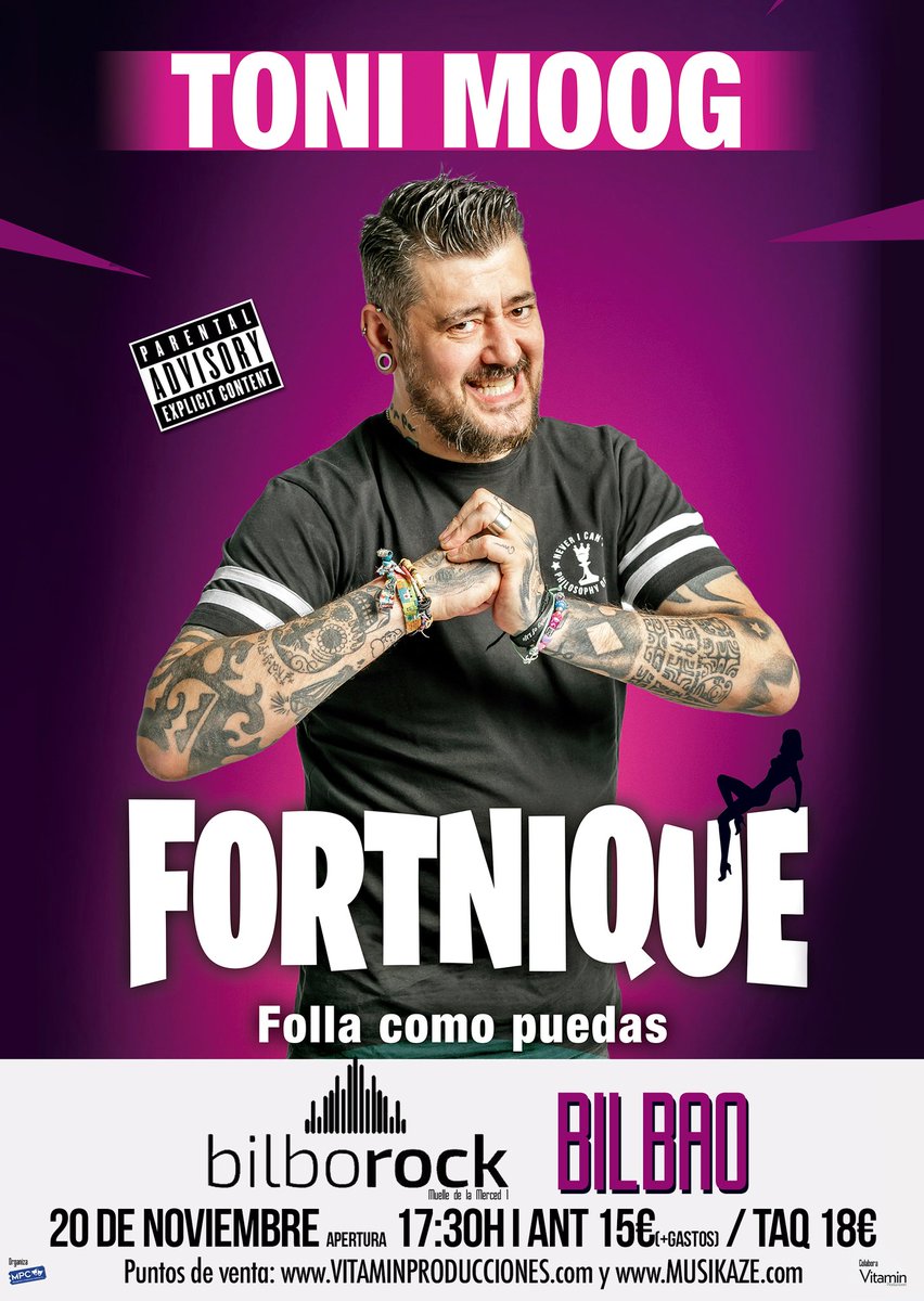 VitaminProdus's tweet photo. 📢Atención💥 Plan para el finde‼
Toni Moog  presenta "Fortnique" el Sábado en Bilborock de #Bilbao y el Domingo en la Sala Zentral de #Pamplona ‼

ℹ🎟 Toda la info y entradas en https://t.co/8JAc82nEGC

#tonimoog #monólogos #comédia #bizkaia #navarra #humor https://t.co/Cl4hzwc5Kq