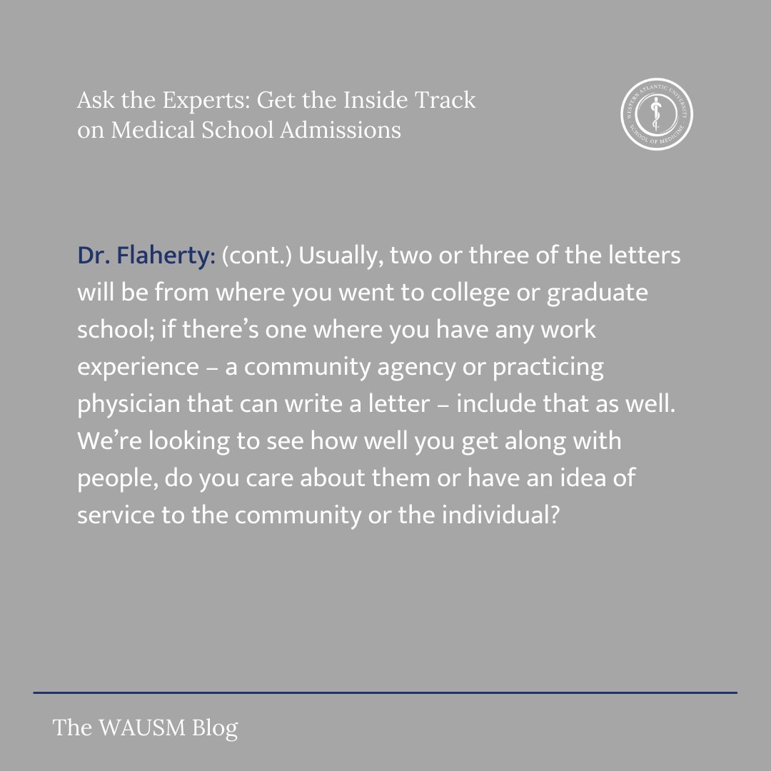 WAUSM_MD's tweet photo. Applying to medical school? Letters of recommendation are a big part of the application process. Our leadership team shares their advice on who to ask and what the admissions committee hopes to learn from them.
#medtwitter #medschool #medstudent #medicalstudent #premed #mdprogram https://t.co/NbtCAo8hhx