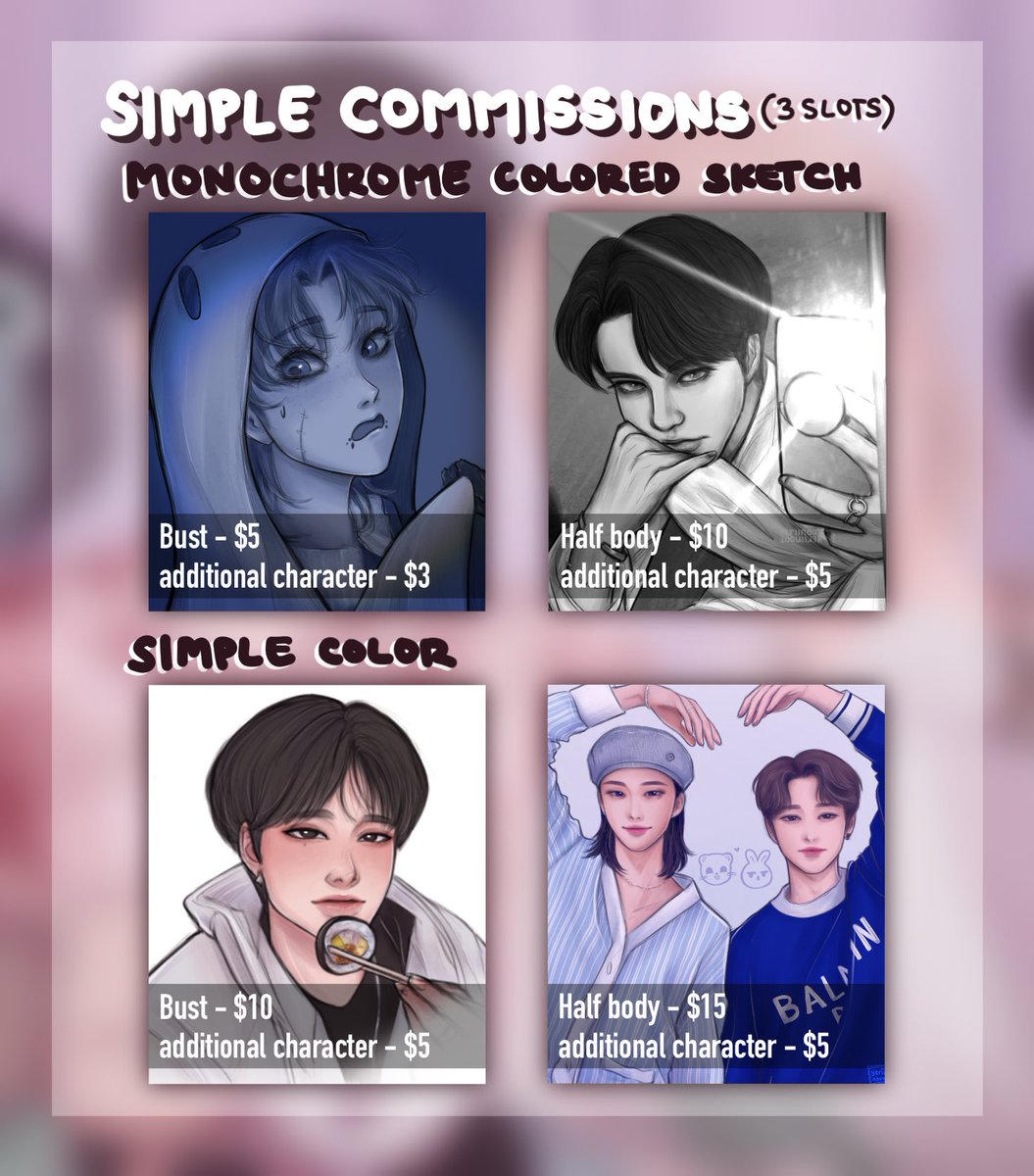 Yaaa Commissions Open! ! !

Rtw and likes r appreciated!! Dm if interested 😉💞
#commissionsopen #CommissionSheet 