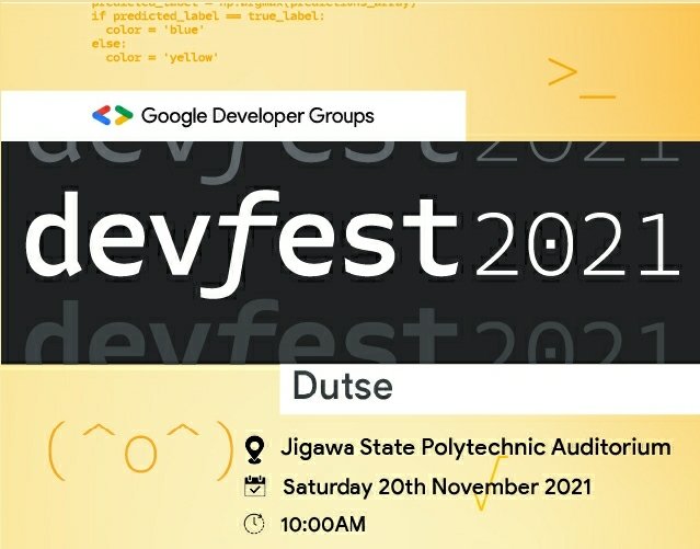 Sir_enjoy1's tweet photo. DevFest Dutse 2021 in less than 48hours,
By Attending this event you will:
1. Get to build networks and friendships
2. Get to understand Google developer product offerings relevant to you and discover new use cases
@GDG_Dutse
@aniediudo
@EricaKHanson @auwalms @Kolokodess https://t.co/UaKWk80b5r