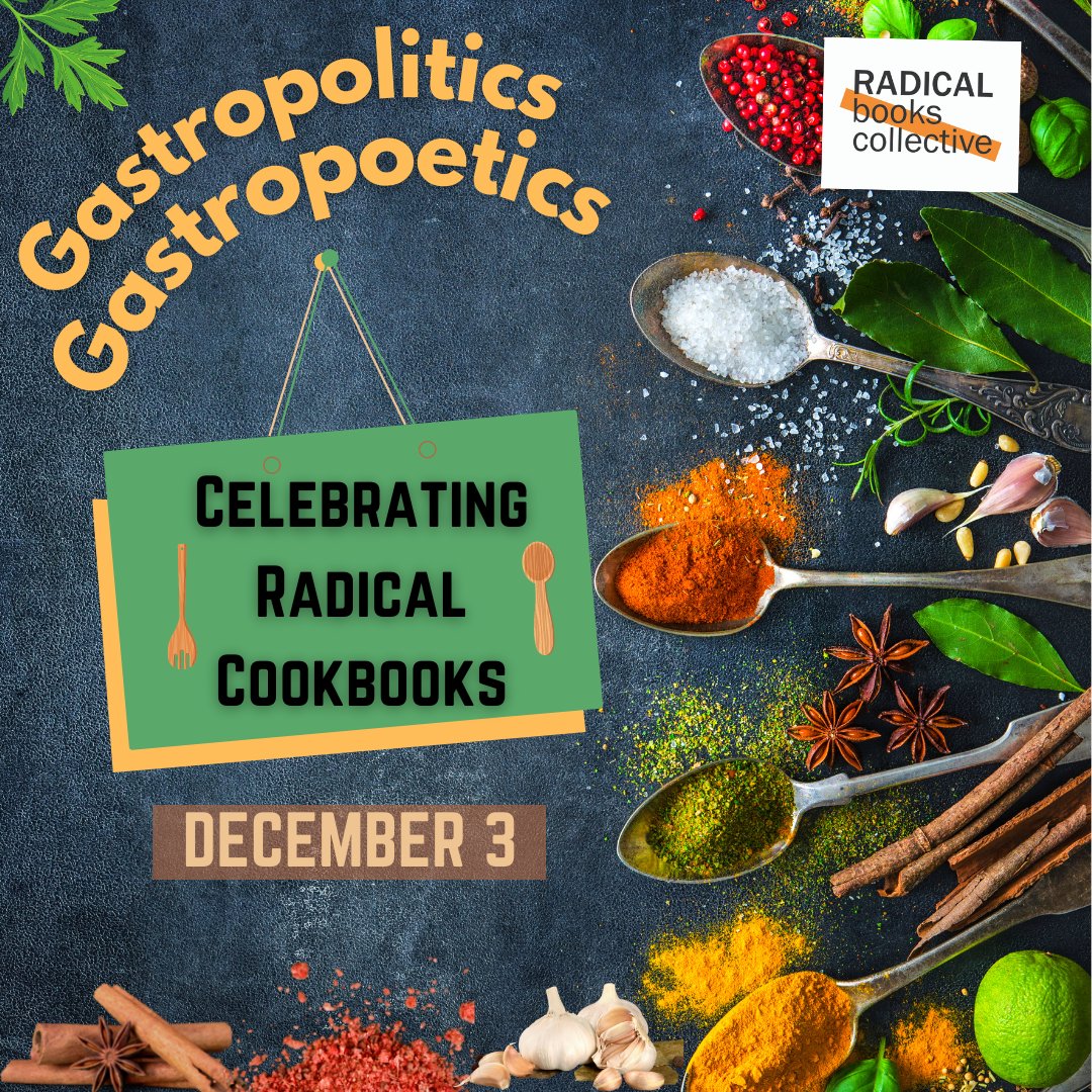 WARSCAPES's tweet photo. We have a brilliant line up for our Dec 3rd extravaganza of food, cookery, recipes, and all the poetics and politics in between -- 
Bring-Your-Own-Eats but we'll be dishing up some surprises 😉🤩

Sign up: https://t.co/A6VIOB8uNO #Food #Recipes #cookbooks #radicalbooks https://t.co/0n0C2fFOKf