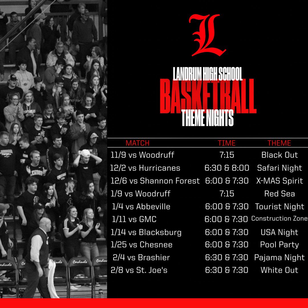 theflockLHS1's tweet photo. Basketball Theme Nights! #GoCards https://t.co/1Ivx1kj0rd