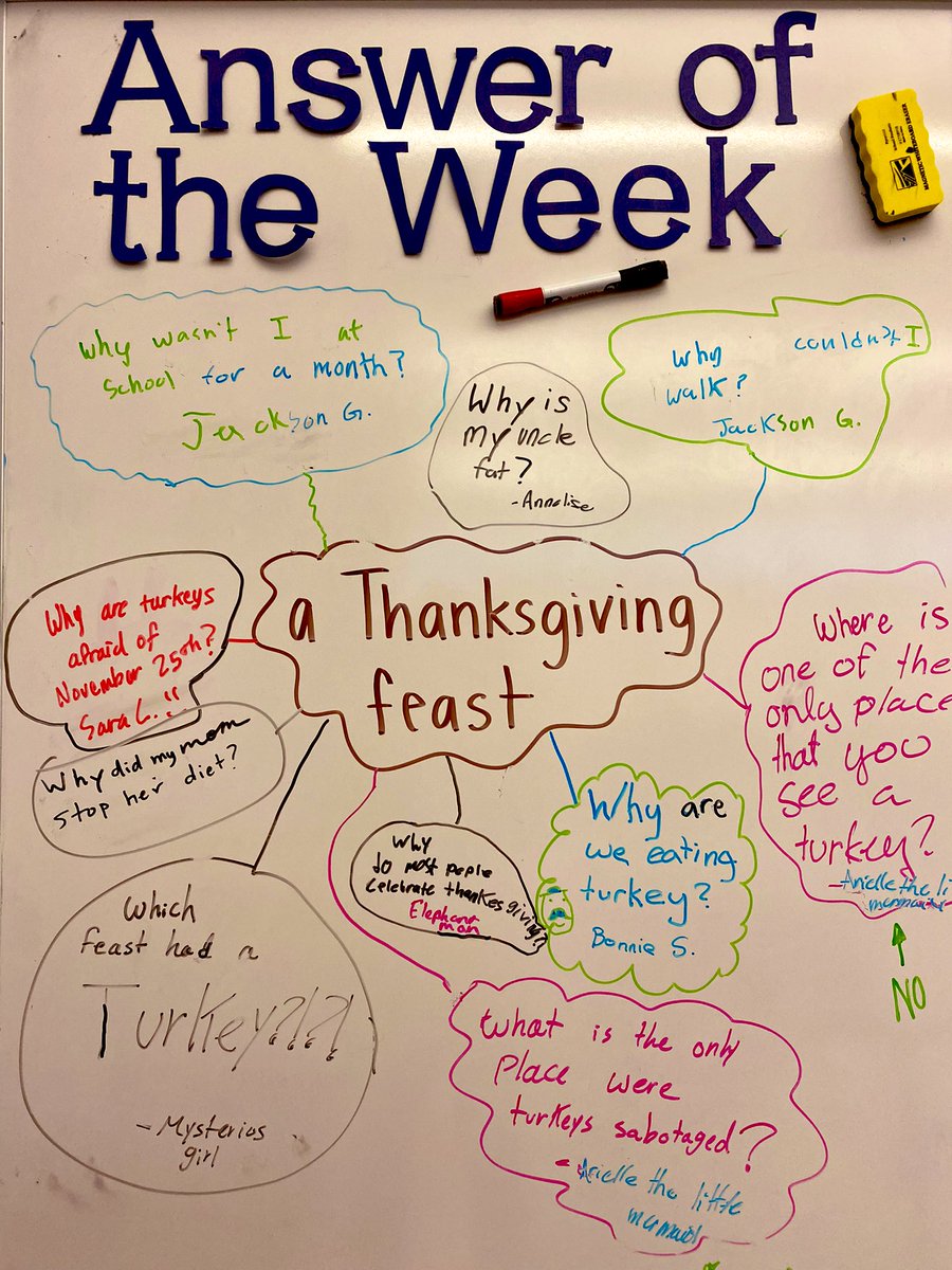 Each week, we exercise our divergent thinking with Answer of the Week. This week’s questions were great- especially “Why did my mom stop her diet?” and “Why couldn’t I walk?” 😆 <a href="/NEISD/">North East ISD</a>
