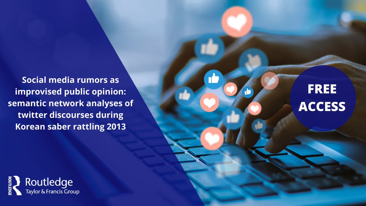 Routledge_MandC's tweet photo. #FreeAccess article from @AsianJComm, “Social media rumors as improvised public opinion: semantic network analyses of twitter discourses during Korean saber rattling 2013”

Read here: https://t.co/CRyyh1EGs7 #Rumors #PublicOpinion #SemanticNetworkAnalysis #South Korea https://t.co/TLma12FTNe