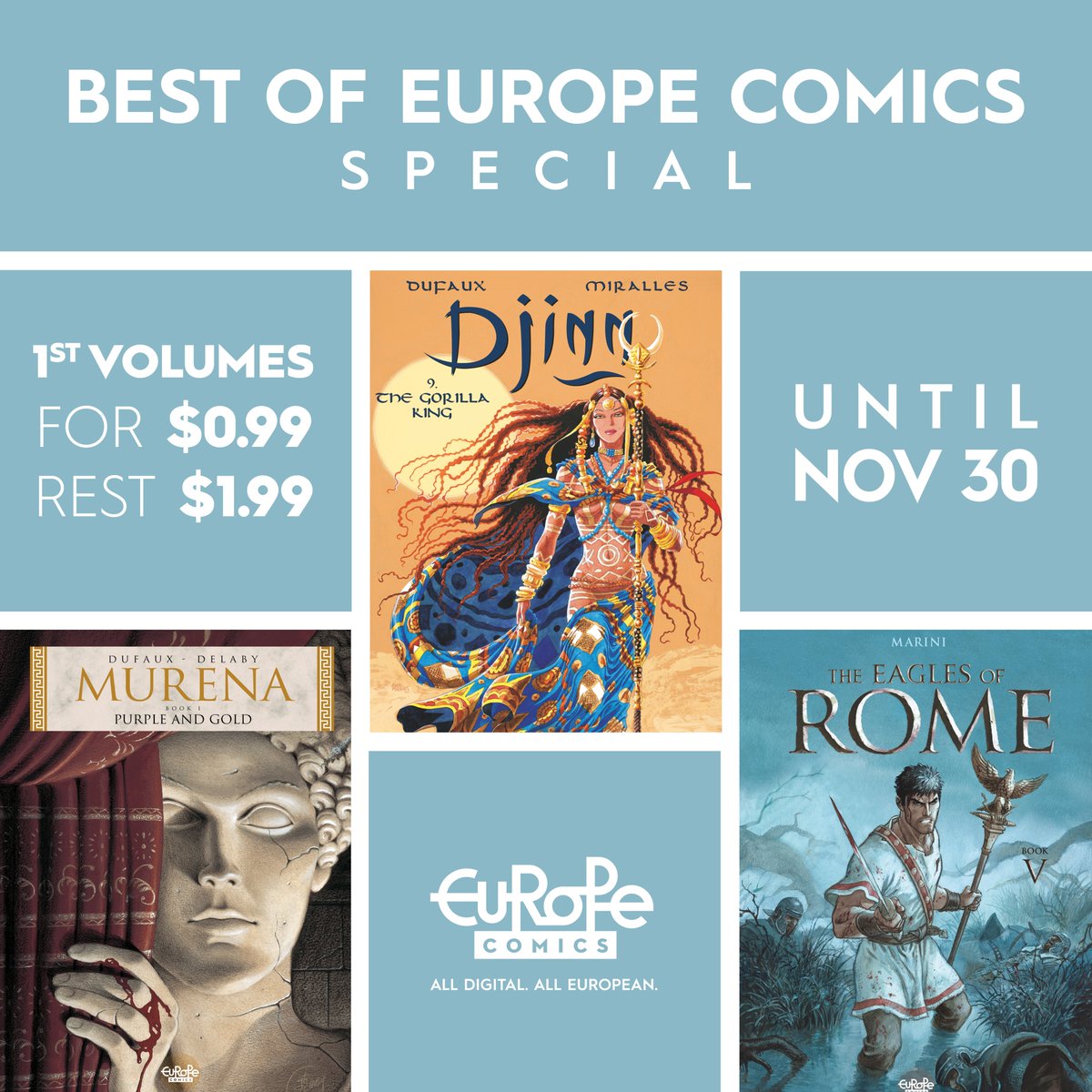 EuropeComics's tweet photo. 💥NEW SPECIAL: LOL💥 | An enormous sale on your favorite comic series from our catalog!
GET THE BOOKS 👉 https://t.co/0qoEwi53fe
#EuropeanComics #Comics #ComicBooks #Comicbook #GraphicNovel #GraphicNovels #Sales #Sale #Books #Book #Series #ComicsSeries #Djinn #EaglesOfRome https://t.co/vp5ndFr7D7