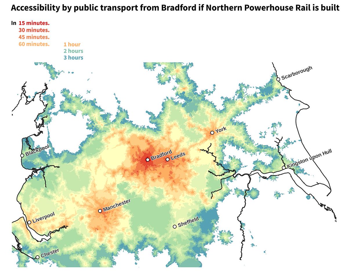 Northern Powerhouse Rail would have increased the accessibility of Bradford by public transport by 130%. From a city of 1.2 million to a city of 2.7 million. We have better models of this than Number 10 and Number 11. We did the work. They cancelled it. open-innovations.org/blog/2021-08-1…