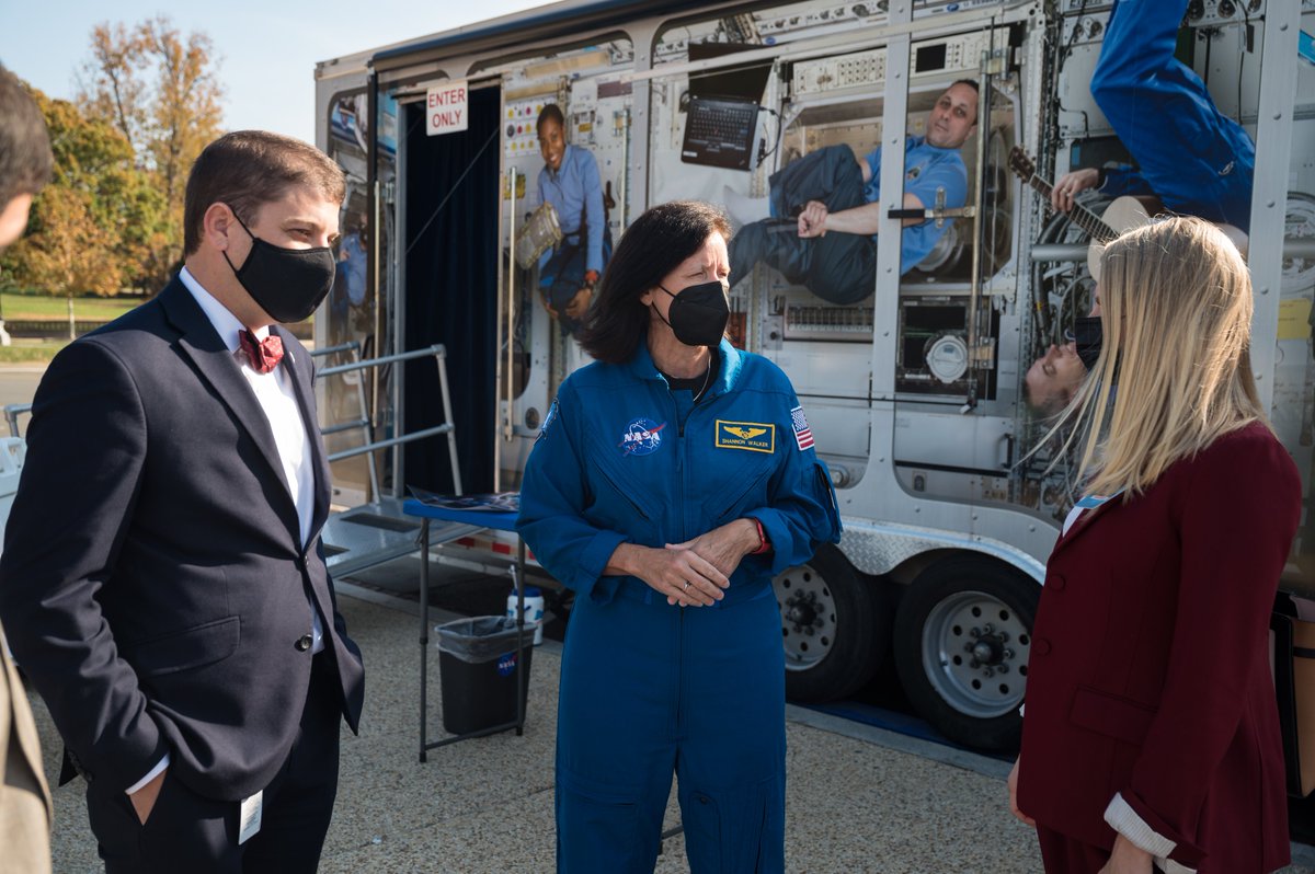 NASA_Astronauts's tweet photo. Our #Crew1 astronauts popped by the traveling @Space_Station exhibit #DestinationStation at the Capitol in D.C. yesterday. They shared insight into how the station has supported groundbreaking research benefiting life on Earth and paving the way for future exploration. https://t.co/1UYSGPstbI