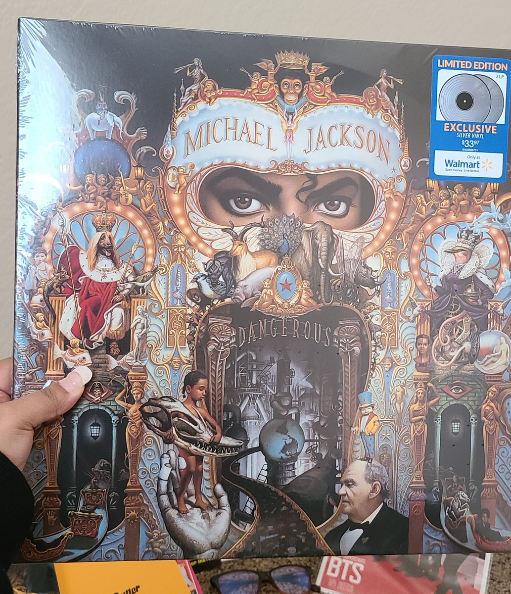 BtsPyt's tweet photo. Look what I got at Walmart. They have a limited edition of Dangerous silver vinyl. This is probably why dangerous entered 100 charts. 

And of course, my #armywalker ass had to put BTS and Michael Jackson together lol! https://t.co/8a1MFaJLZR