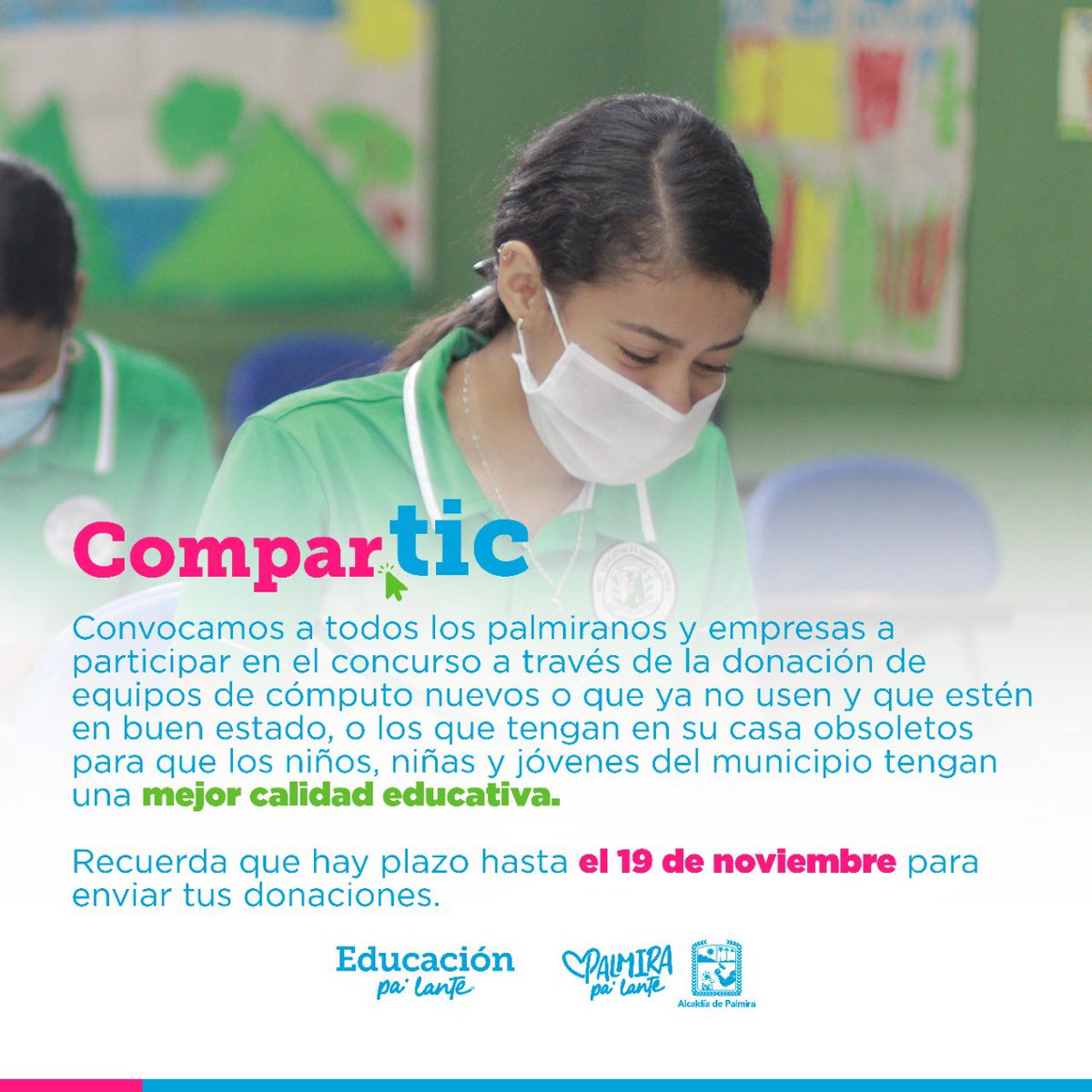 CulturaPalmira's tweet photo. Invitamos a toda la comunidad sumar esfuerzos por la institución educativa Harold Éder, que está participando en el concurso #Compartic, de la Alcaldía de Palmira.🙌
Para dar tu aporte puedes contactarte al número📲 3175507372 o al correo electrónico: ie_haroldeder@hotmail.com https://t.co/5tpozENjZk