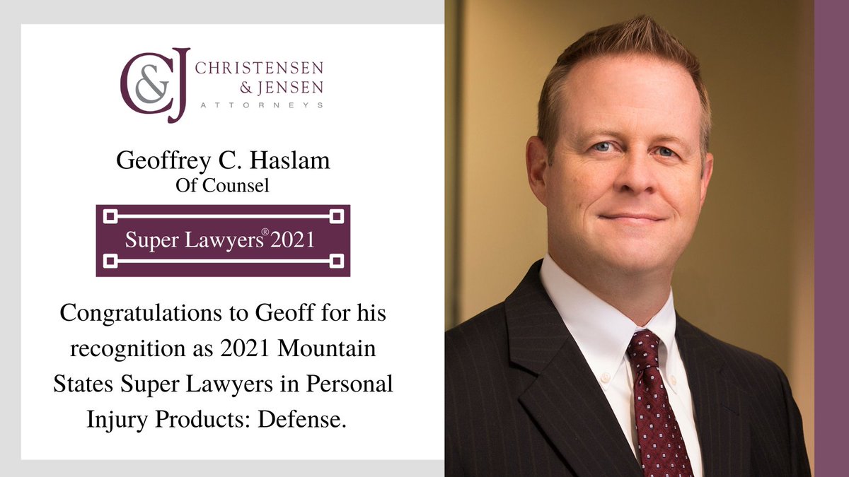 ChrisJenLaw's tweet photo. Geoffrey Haslam is recognized as @SuperLawyers for Personal Injury Products: Defense. Congratulations, Geoff! 

Check out his Super Lawyers achievements here --> https://t.co/acmVYplx6K #lawyers #litigation https://t.co/DMrgowBKRR