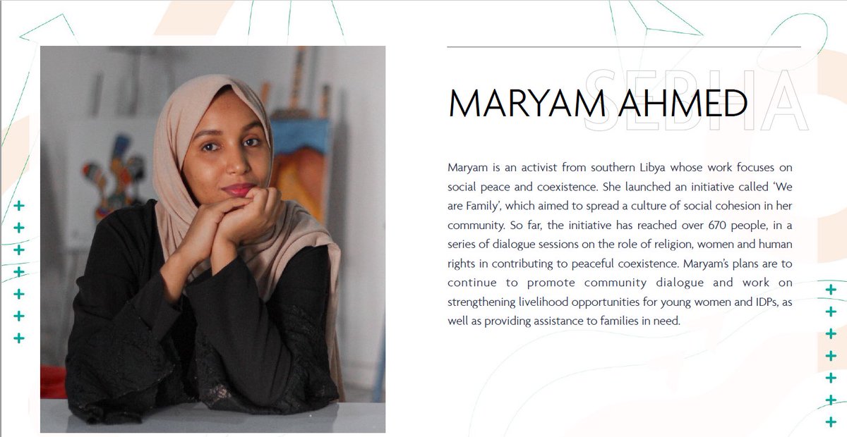 UKinLibya's tweet photo. Mariem,an exceptional leader from Sebha, working on promoting the peaceful coexistence & economic empowerment to women & IDPs. @UKinLibya 🇬🇧🇱🇾 & @PCI_Libya are pleased to share the work of outstanding 🇱🇾 leaders through #BADER campaign supported with #UKCSSF #GenderNovember https://t.co/HOz4PKgQkY